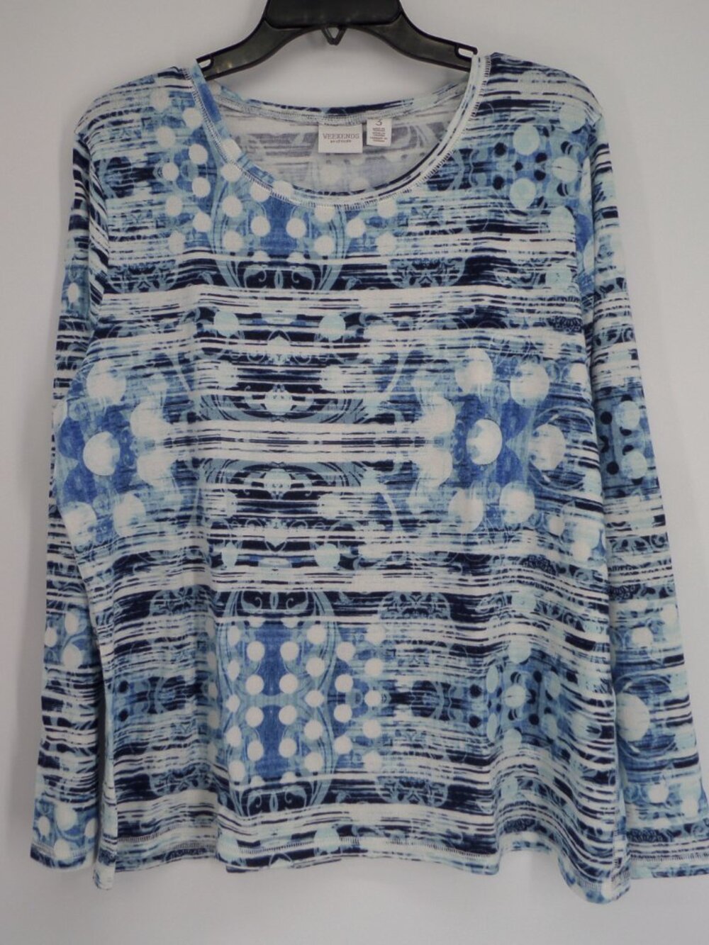 Chico's Weekends Women's Long Sleeve Multi Color Print Top  Size 3 US XL